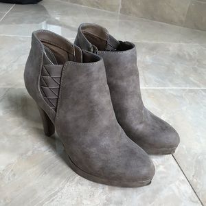 Gray Ankle Heeled Boots